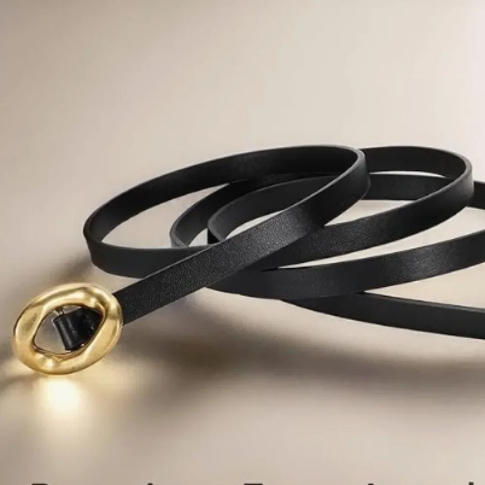 Long Skinny Faux Leather Adujstable Belt | Black | NWOT